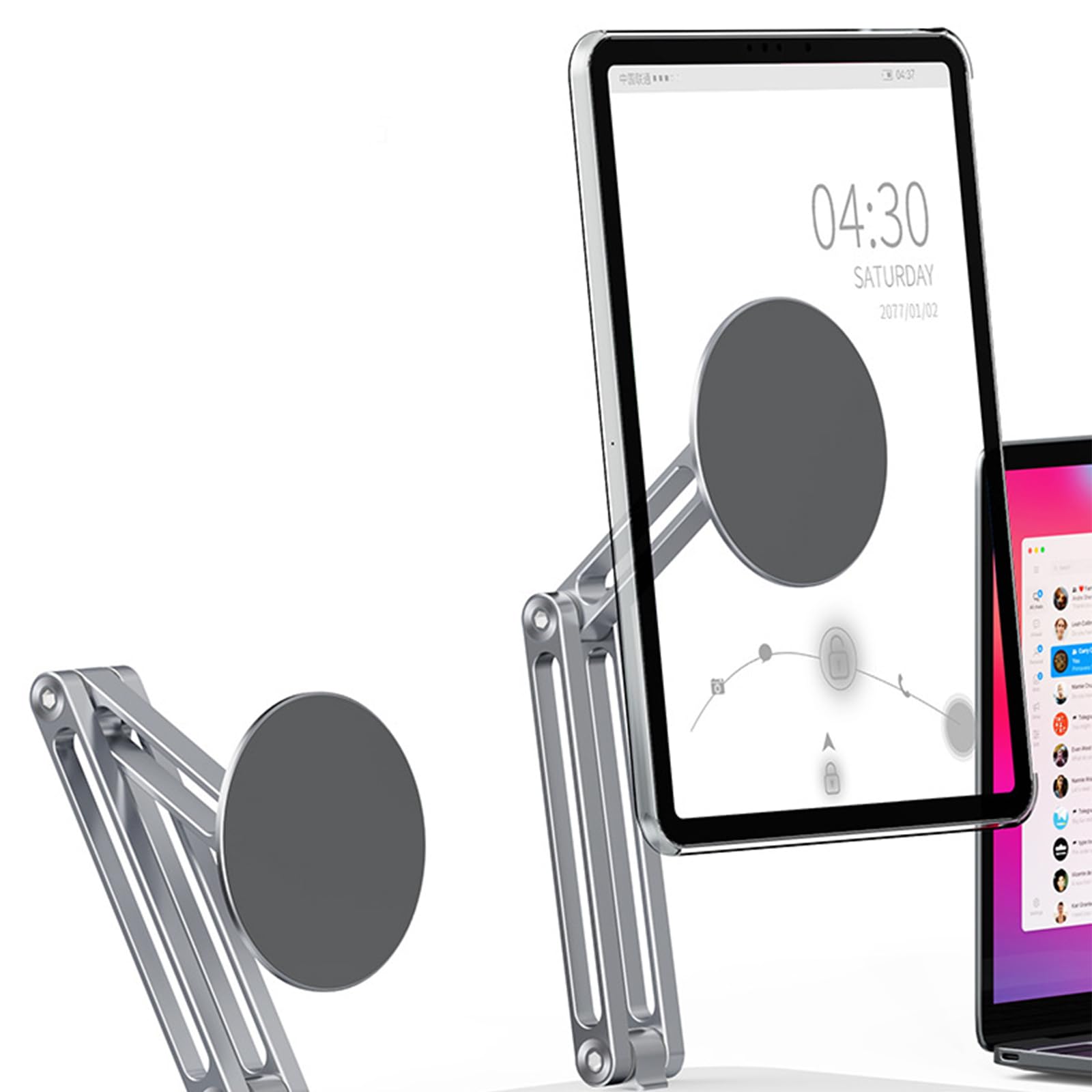 Supporto per tablet rotante Supporto da tavolo pieghevole espandibile Base in alluminio Controllo della tensione a cricchetto Supporto per telefono da tavolo regolabile espandibile