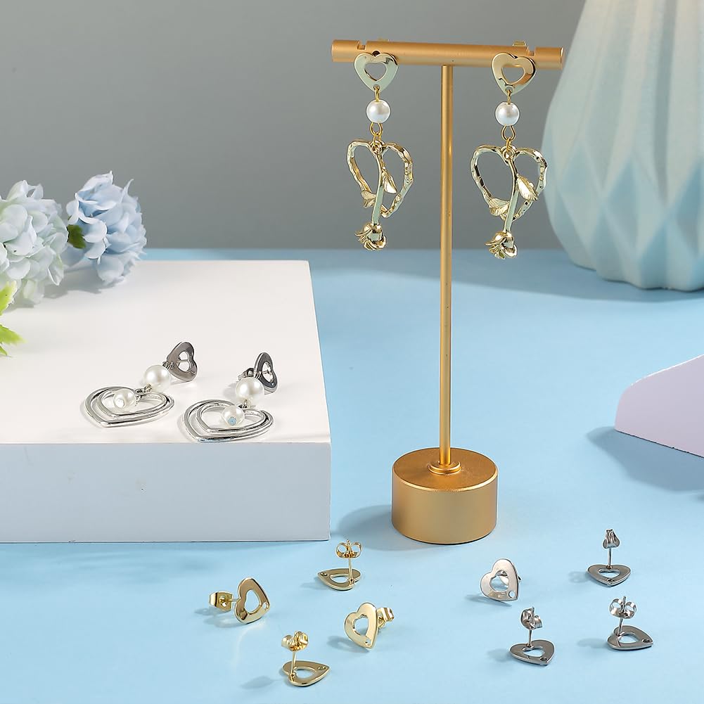 SUNNYCLUE 1 Box 40Pcs Real 24K Gold Plated Heart Earring Findings Earring Post with Hole Heart Earrings Post Earring Studs Bulk Earring Post for Jewellery Making Accessories DIY Dangle Earrings Craft - Image 4