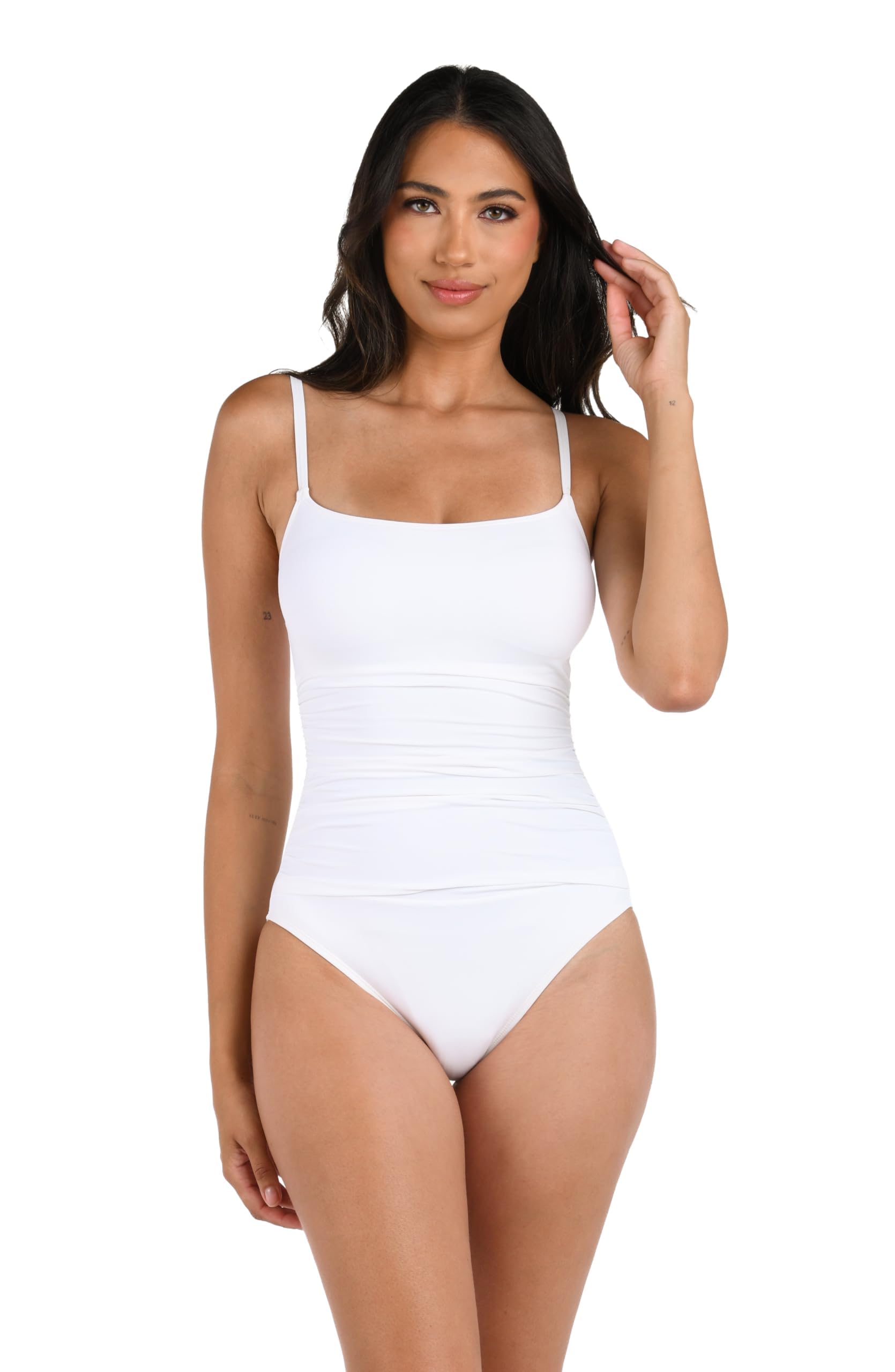 La Blanca Women's One Piece Swimsuit Island Goddess Shirred Side Women's Bathing Suit