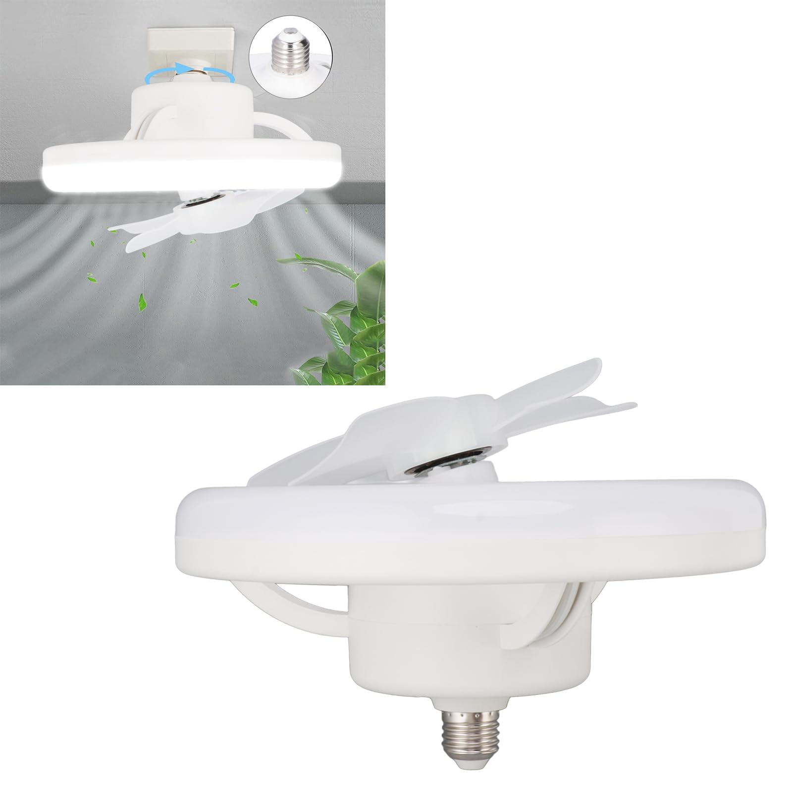 Fabater Ventilatore Da Soffitto Con Luce E Telecomando, Ventilatore A Dimterabile LED 3000K-6500K, Ventola Di Raffreddament E27, Piccolo Vengitore Da Soffitto per/Bagno/Lavanderia