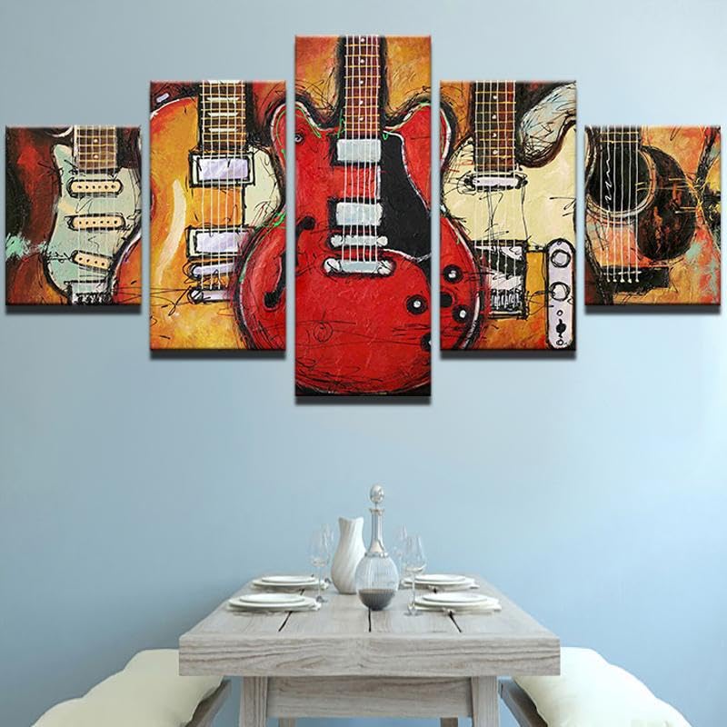 Tableau décoration murale guitares électriques format XXL 200x100 cm pour salon