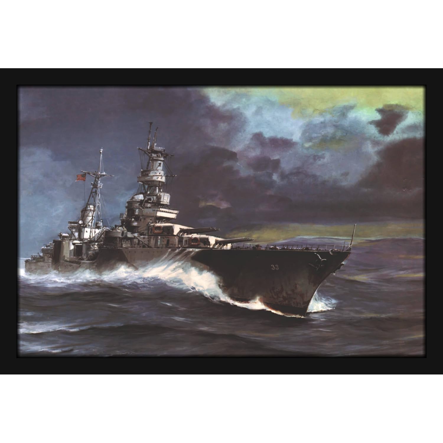 Mad Masters Ship In Ocean Scenery Painting Aesthetic Hanging Photo Frame Decorative Item Home Decoration and Wall Decor for Living Room and Bedroom (MM 1505, 8x12 Inch, Paper, With Plexi Glass)