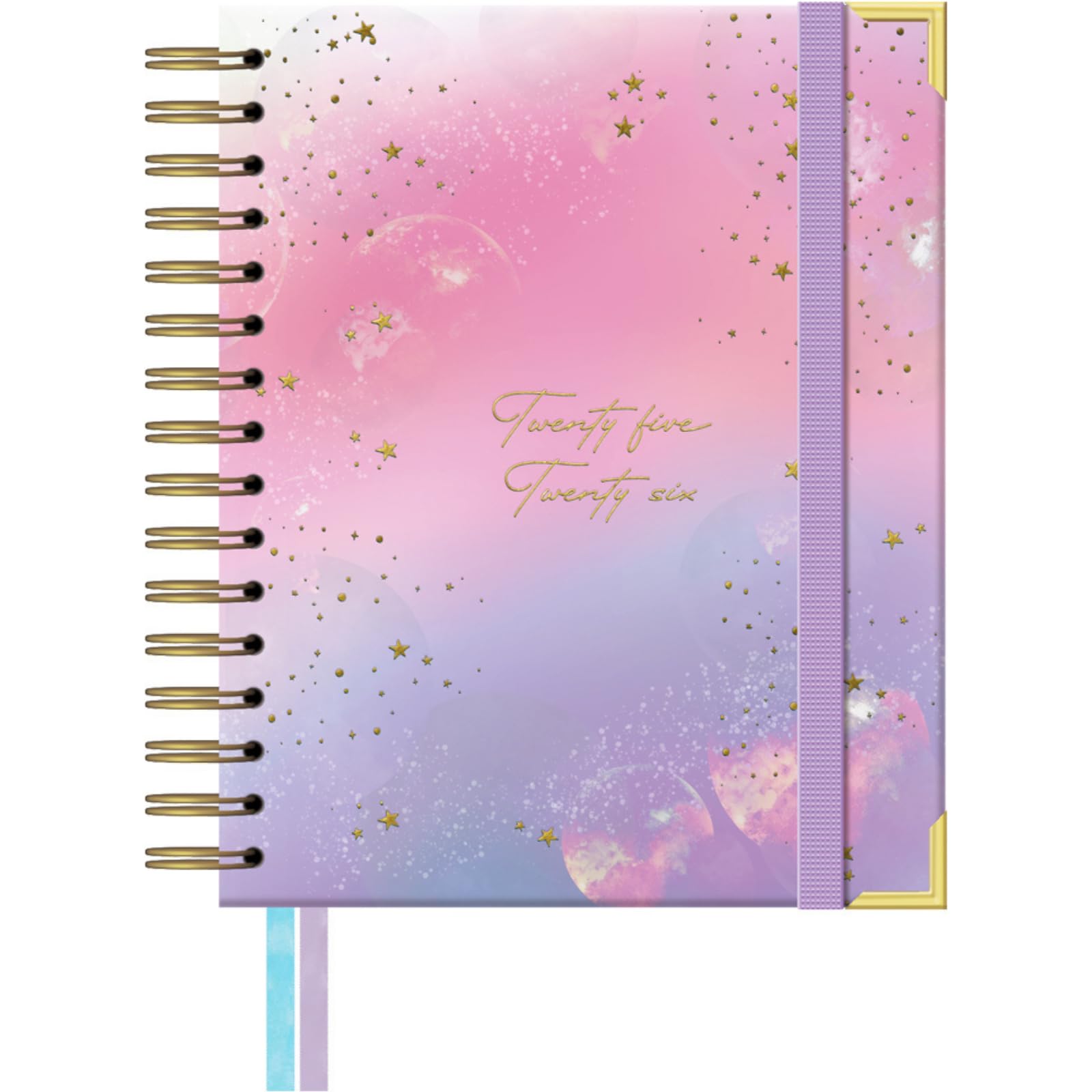 Takenote Academic Diary 2025 2026 - A5 Size (16.5x20.5 cm), Day per Page, Academic Format September to August, Double Wire-O Binding, Bilingual: Spanish & English - Stella