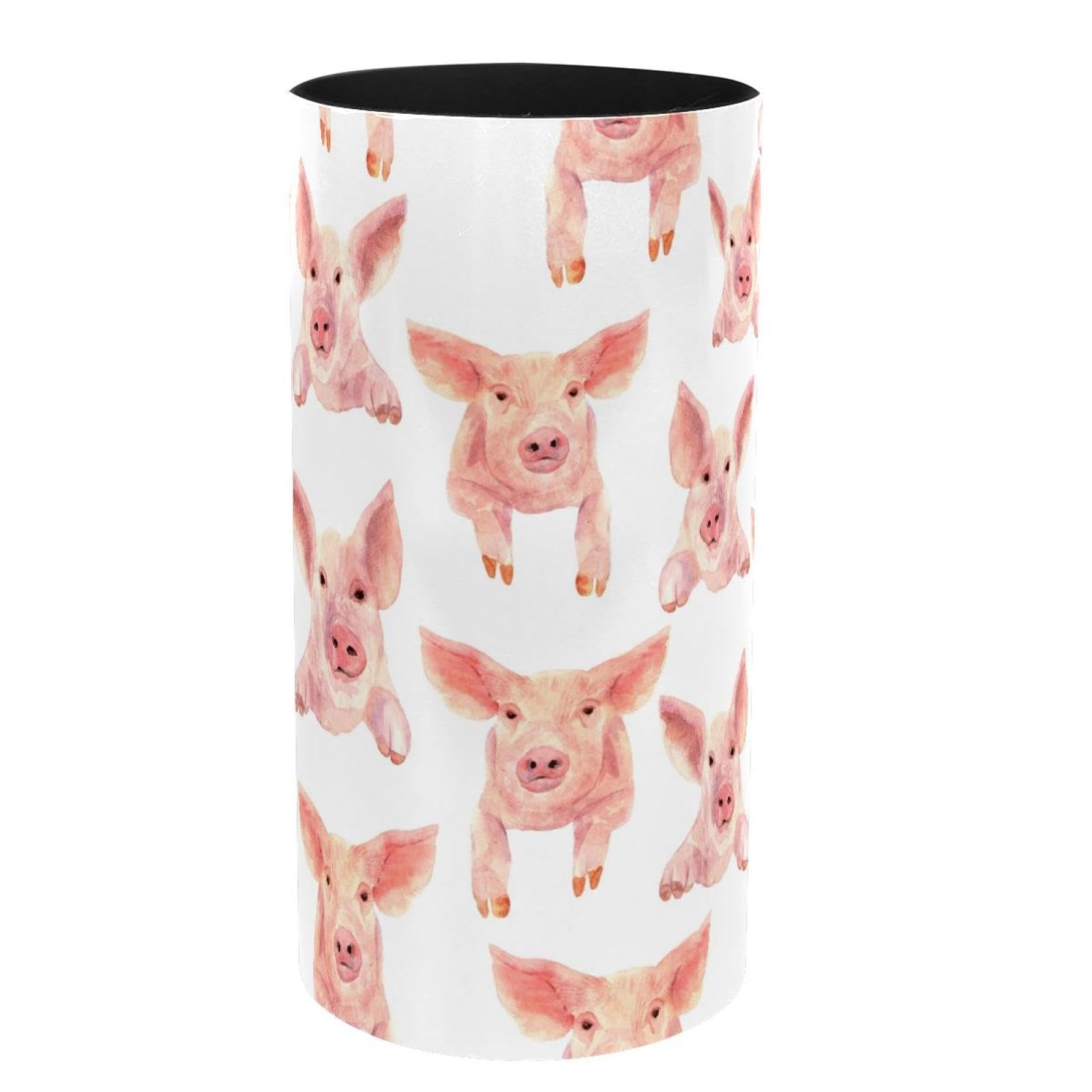 Organisateur bureau aquarelle rose cochon avec boîte à musique et pot à crayons