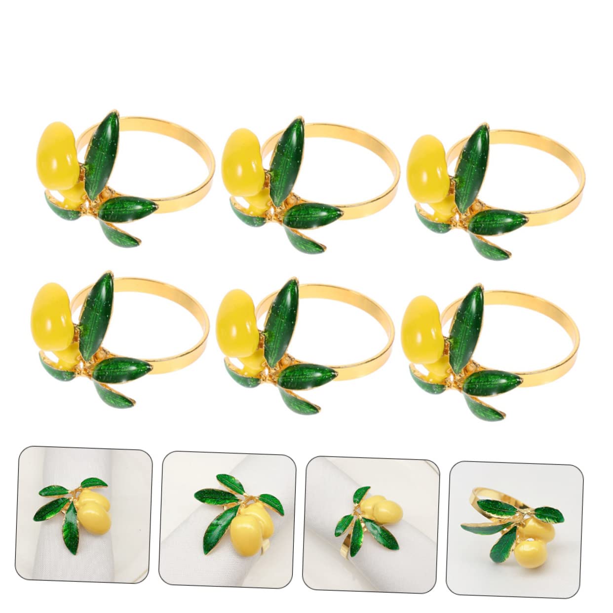 Cabilock 4 Set Portatovaglioli Al Decorazione Casa Home Decoration Festina Ospiti El Party Porta Titolari Portatovaglioli Domestici Portatovagliolo Metallo Yellow 6 Pezzi * 4