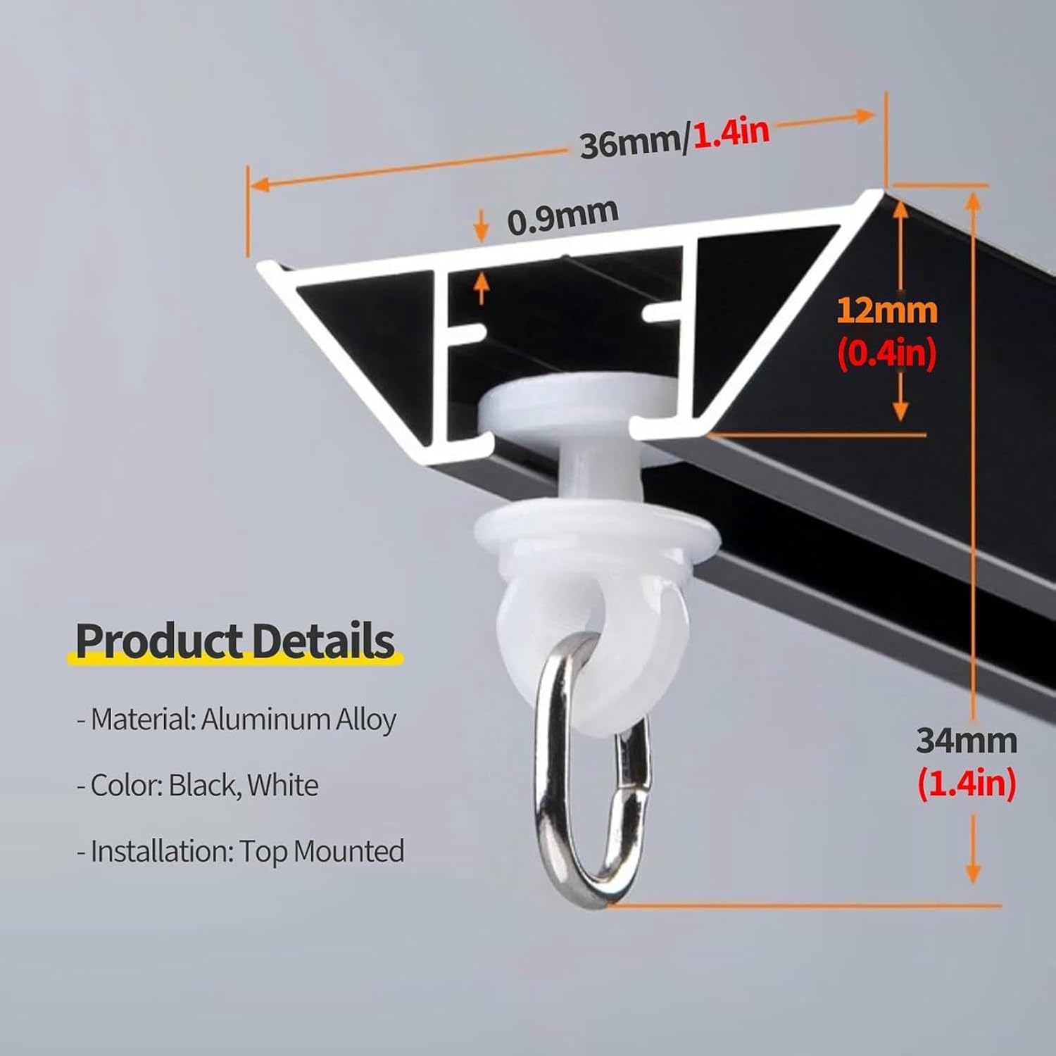 5 10 15 20 25 30 Ft Long Curtain Track Ceiling Mount No Drill - Hanging Privacy Curtains for Room Divider - Aluminum Curtain Single Tracks for Apartments, Hospital, Rv~/