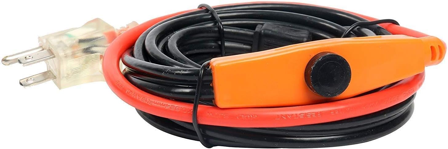 Cold Weather Pipe and Valve Heating Cable with Built-in Thermostat (3 Feet)
