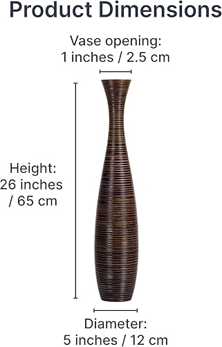 Miniatura 5 de Leewadee - Jarrón alto para decoración del hogar, madera de mango