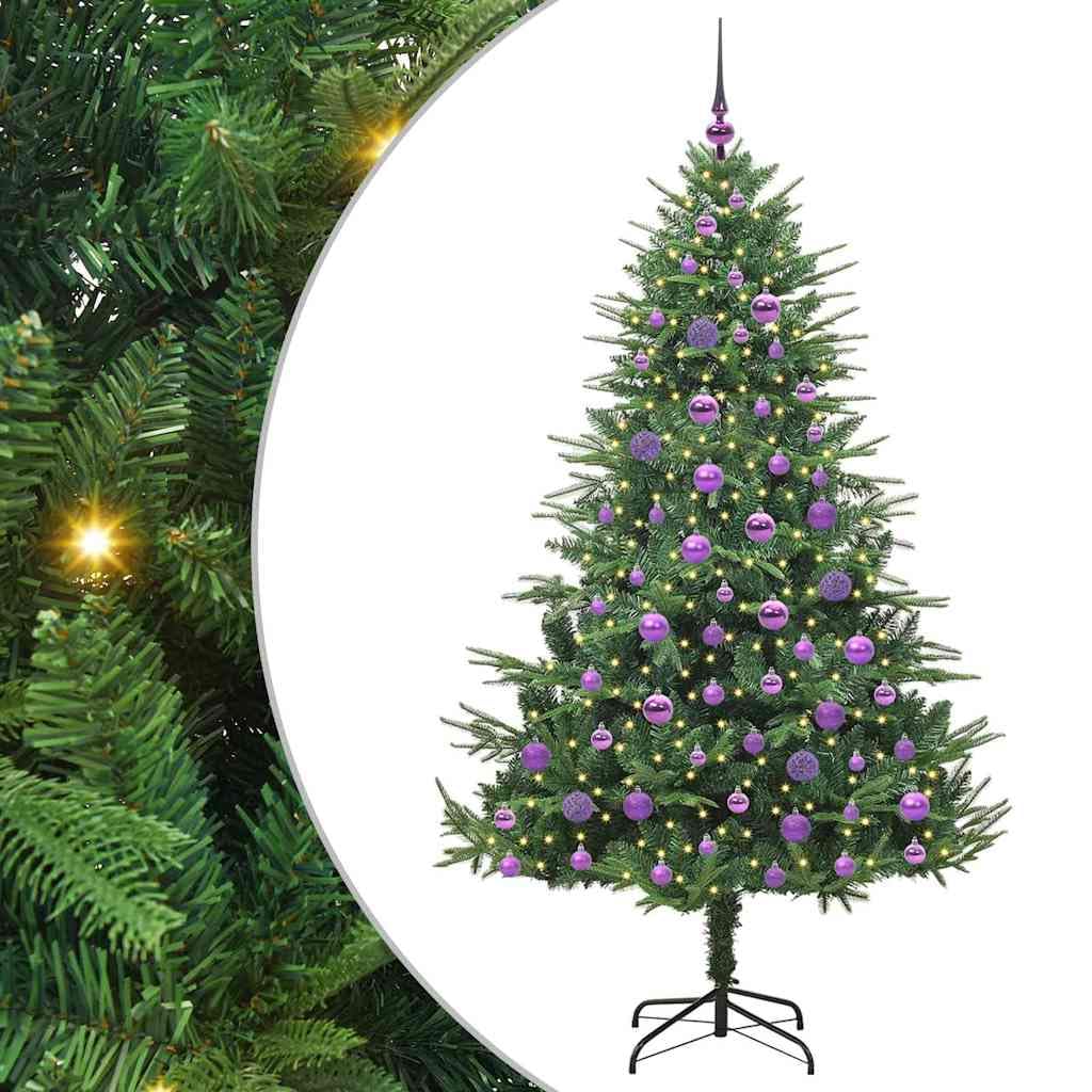 vidaXL Artificial Pre-lit Christmas Tree with Ball Set Green 180 cm, Living Room, Modern Christmas Tree, Decorative, Holiday Decor, USB Powered Light for Festive Seasonal Centerpiece