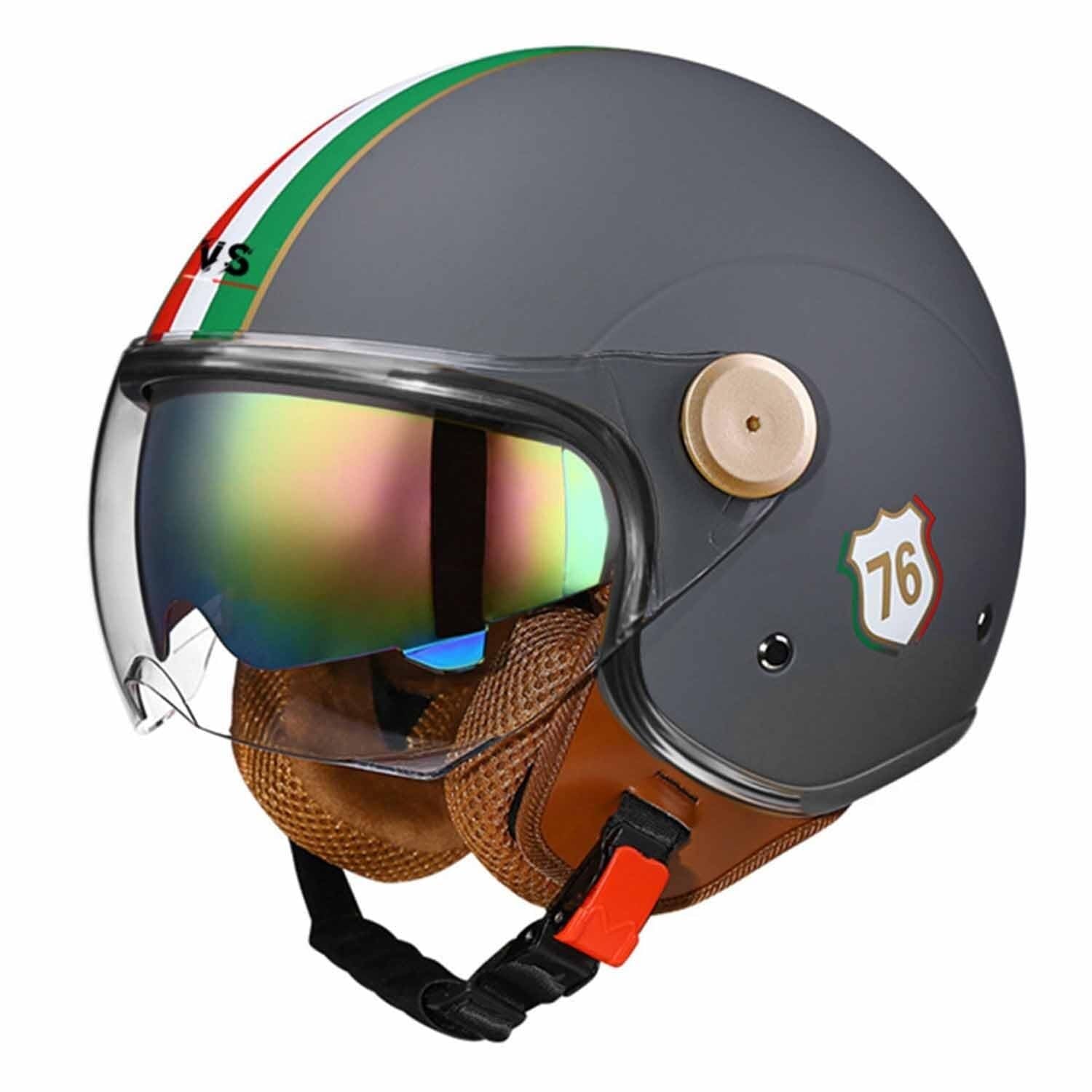 Casque de moto jet demi-casque ouvert L 59-60cm avec pare-soleil style rétro