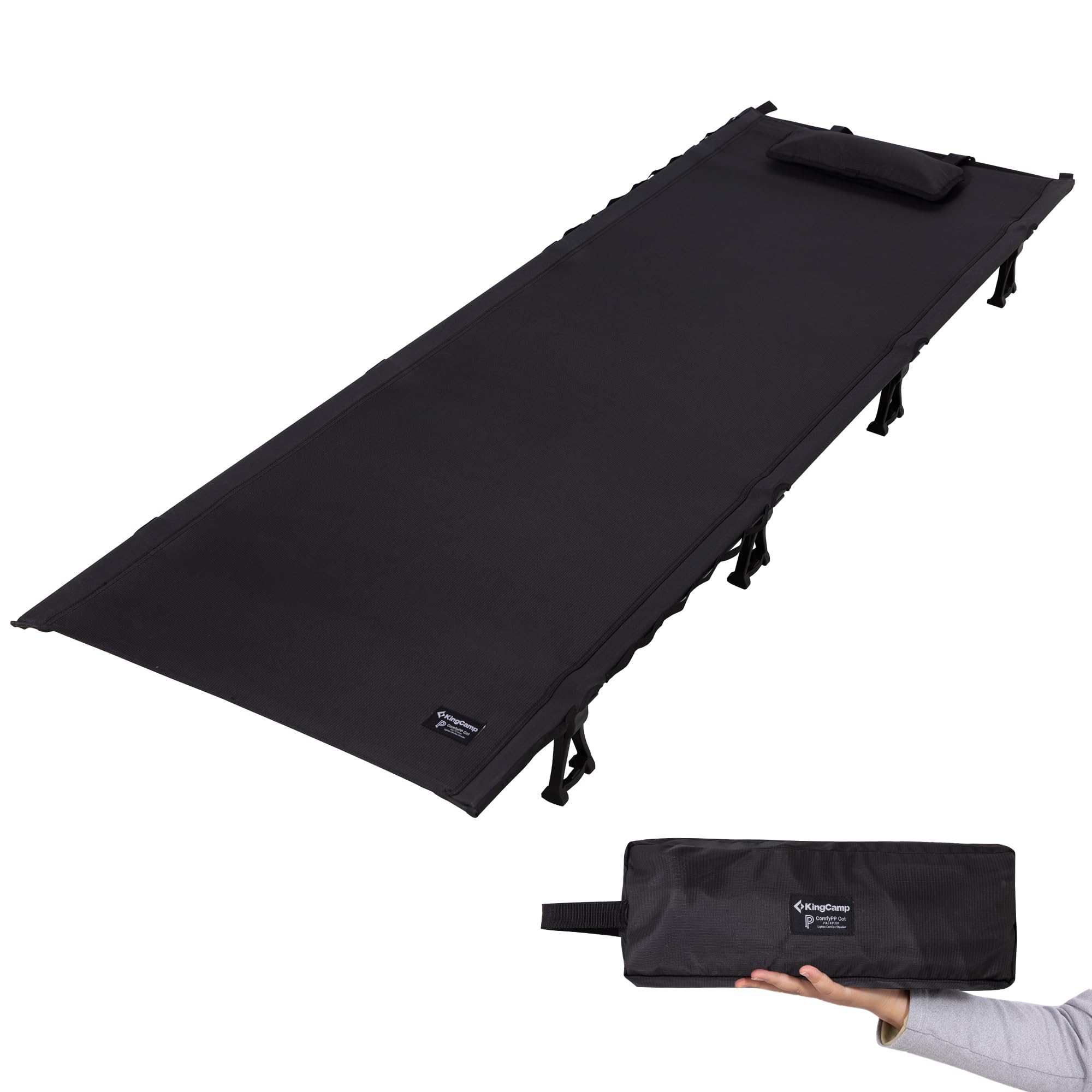 KingCamp Ultralight Folding Camping Cot 5.4 lbs & 14.2x5.1 Pack Size Supports 300 lbs Portable Compact Folding Camping Bed for Camping, Travel, Hiking, Beach, Home & Outdoor Use