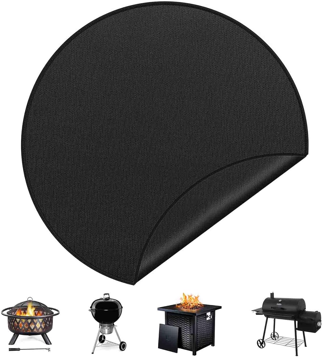 Cyfie Round Under Grill Mats for Outdoor Grill Deck