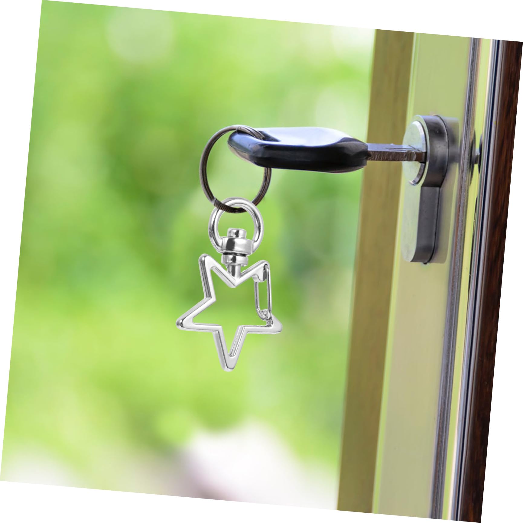 Gadpiparty 40 Pezzi Chiusure Portachiavi Forma di Stella in Lega Argento con Gancio Snap e Base Girevole 360° Facilitano Decorazione Borse e Artigianato