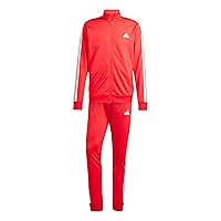 adidas Uomo SPORTSWEAR BASIC 3 STRIPES TRICOT TRACKSUIT, pure ruby/white
