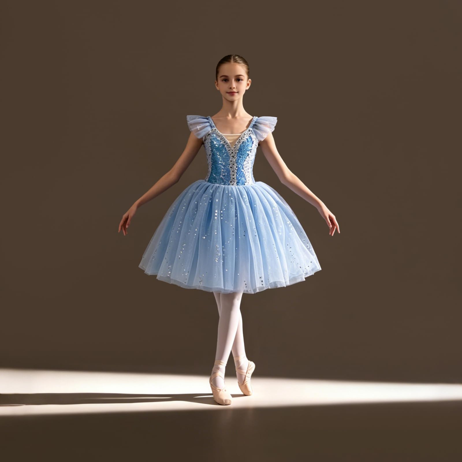 Tutu Ballerina Bambina Vestito da Ballo di Balletto Vestito da Ballo per Ragazze Balletto con Maniche Lunghe per Bambine Danza