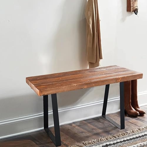Miniatura 10 de Banco de madera maciza de pino recuperado para entrada, de 19 x 12 x 17 pulgadas de alto, mesa auxiliar rústica, mesa auxiliar de losa de madera,