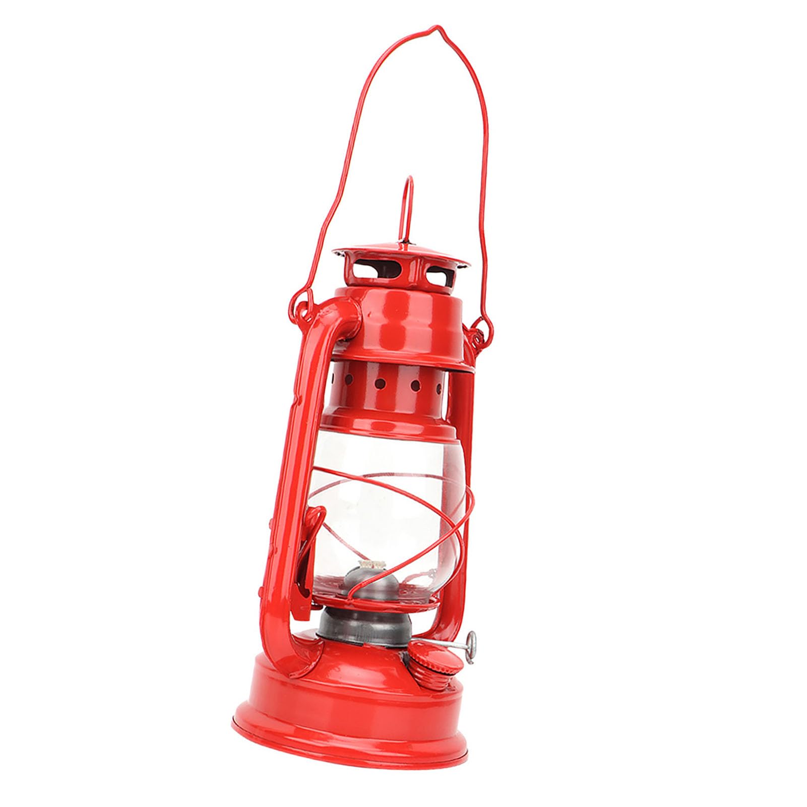 Sorandy Vintage Kerosene Lamp, Red Iron & Glass Hurricane Lantern, Classic Oil Lamp for Home & Garden