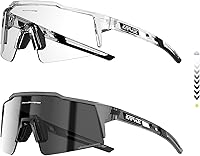 Vista 16 de KAPVOE Gafas de ciclismo fotocromáticas MTB Gafas de sol transparentes para bicicleta de montaña, gafas de transición, deportes de béisbol y correr