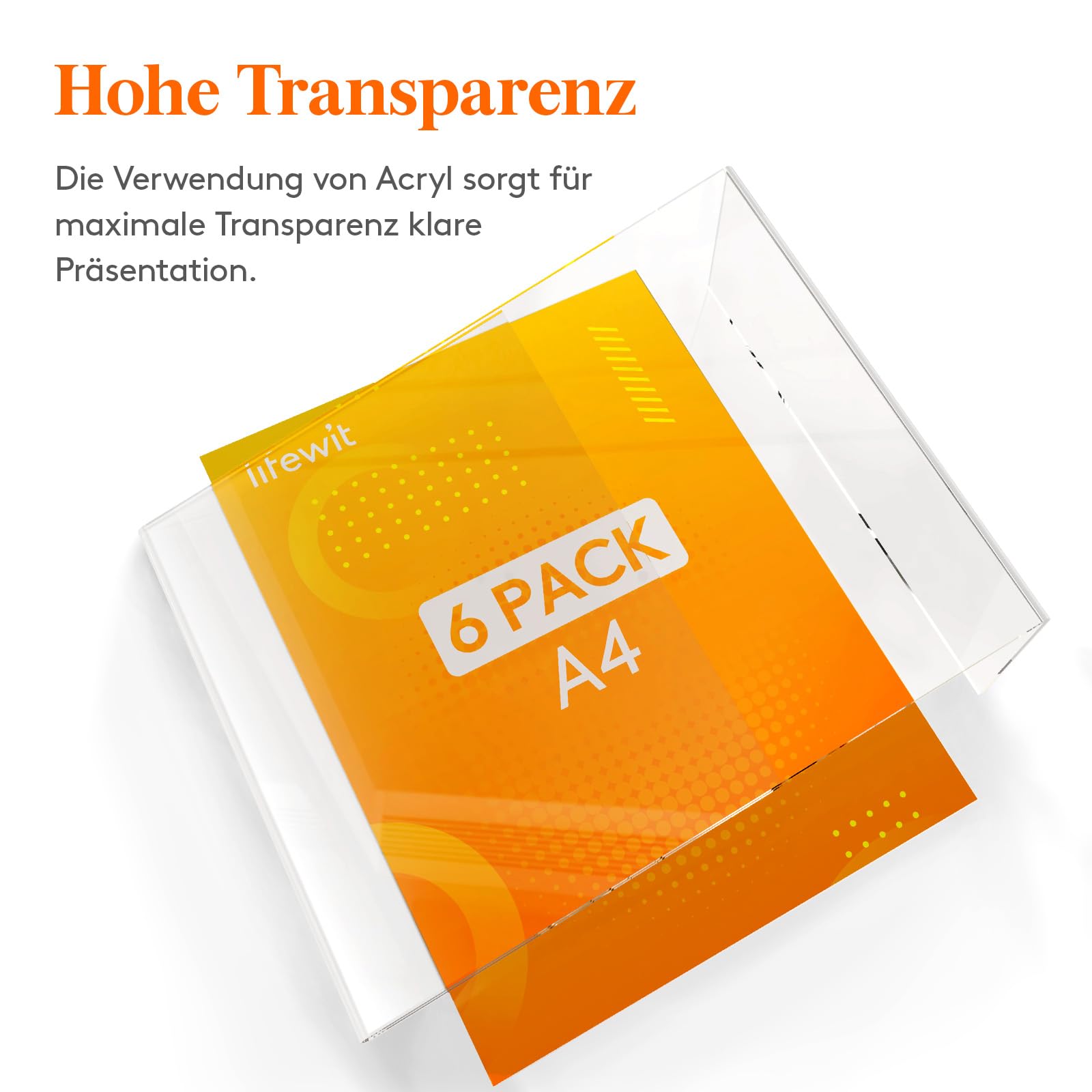 Lifewit 6 Pack Aufsteller A4, Acryl Schilderhalter, Transparenter L Form Ständer, Tischaufsteller, Kunststoff Foto Bilderrahmen, Flyer Display für Empfang Büro Geschäft Restaurant Hotel, 30 x 21 cm