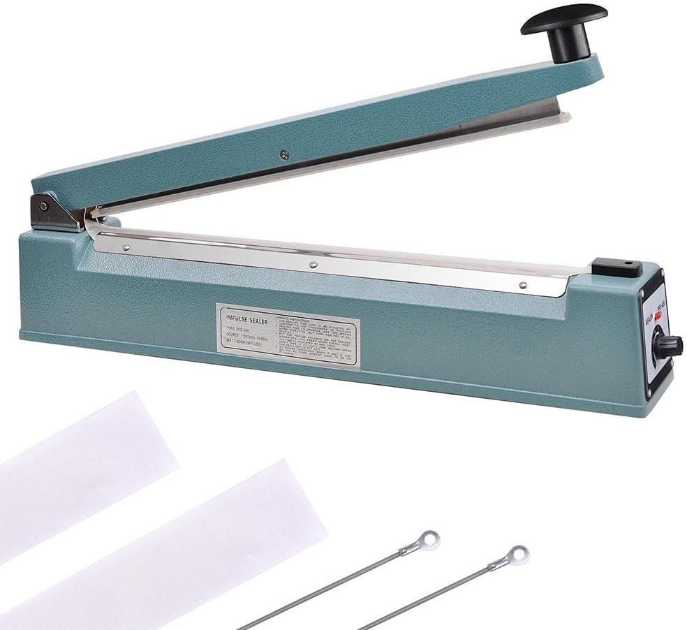 Hand Impulse Sealer Heat Seal Machine Poly Sealing With Element Grip and Teflon 16" (Inch)
