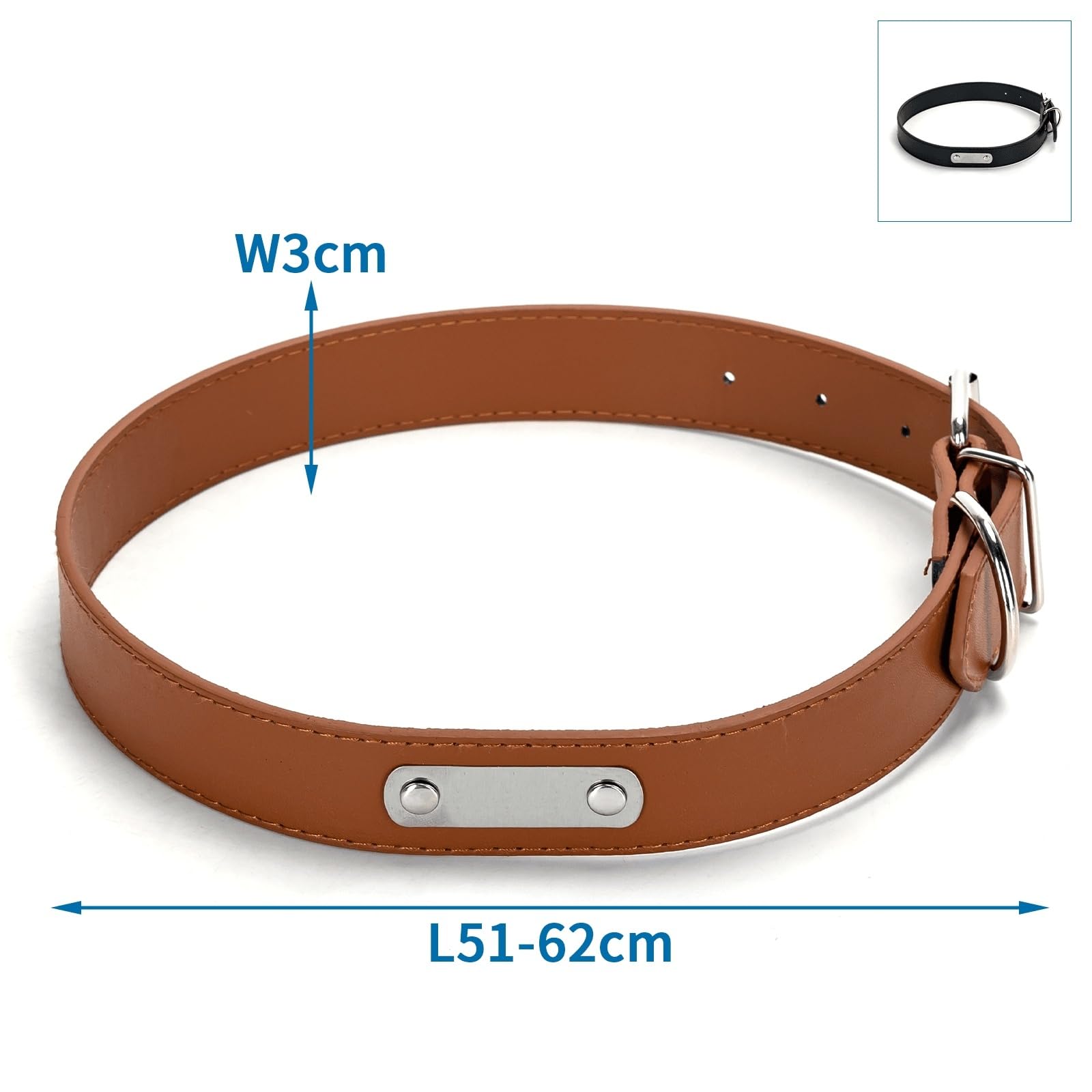 Cat collar made of PU with metal sheet, adjustable and resistant, ideal for identifying and facilitating safe walks