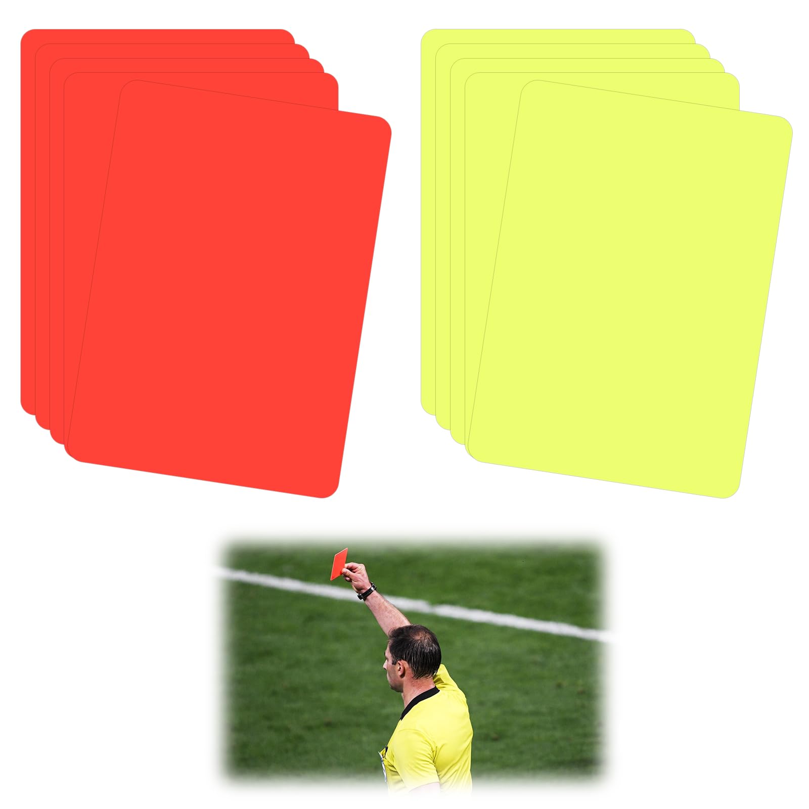 Tarjetas Arbitro Futbol PVC Amarillas Rojas 8x10.5 cm Impermeables Juego