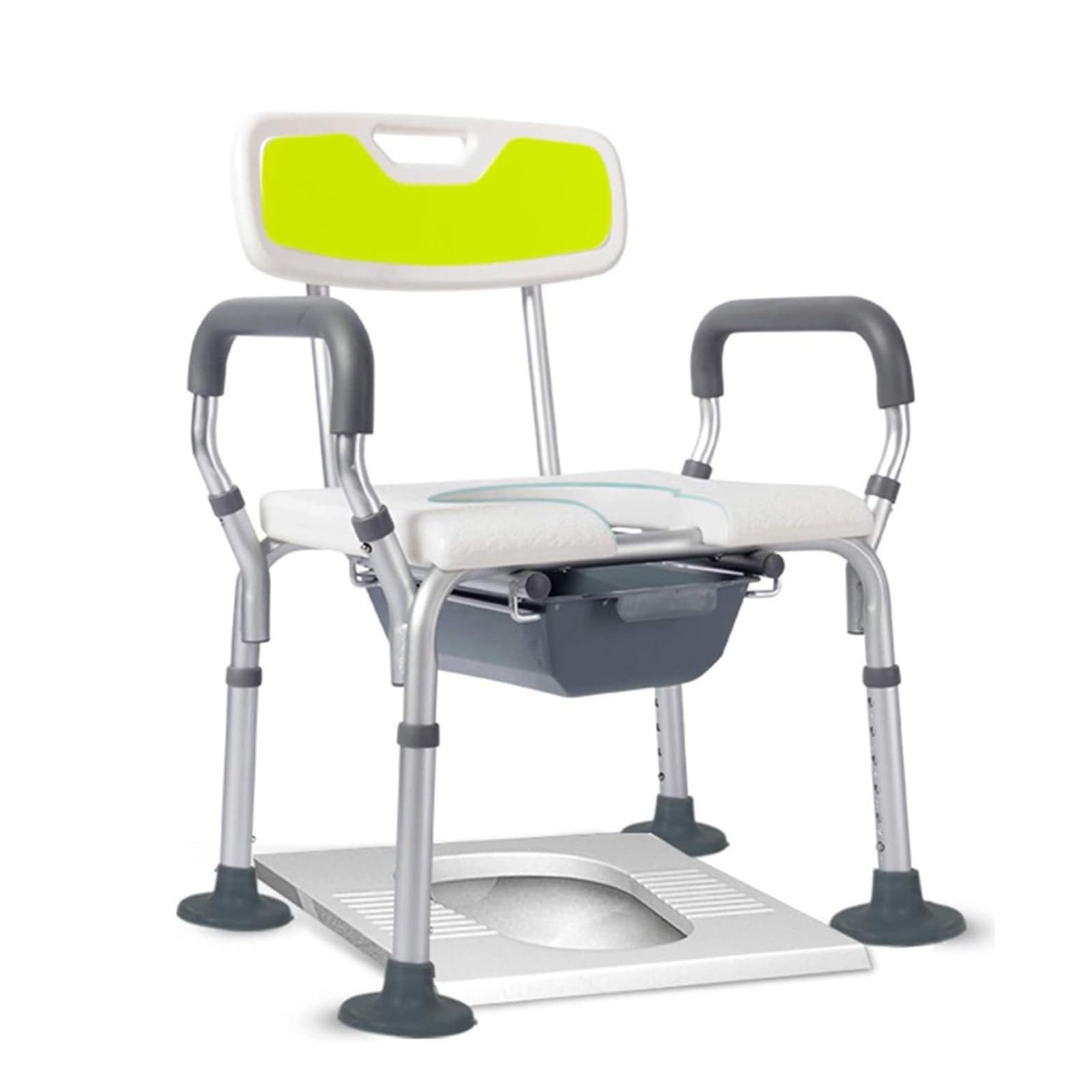 Silla De Baño con Inodoro, Silla De Ducha Altura Regulable con Respaldo Y Apoyabrazos Aguanta hasta 150 Kg Taburete De Ducha Antideslizante