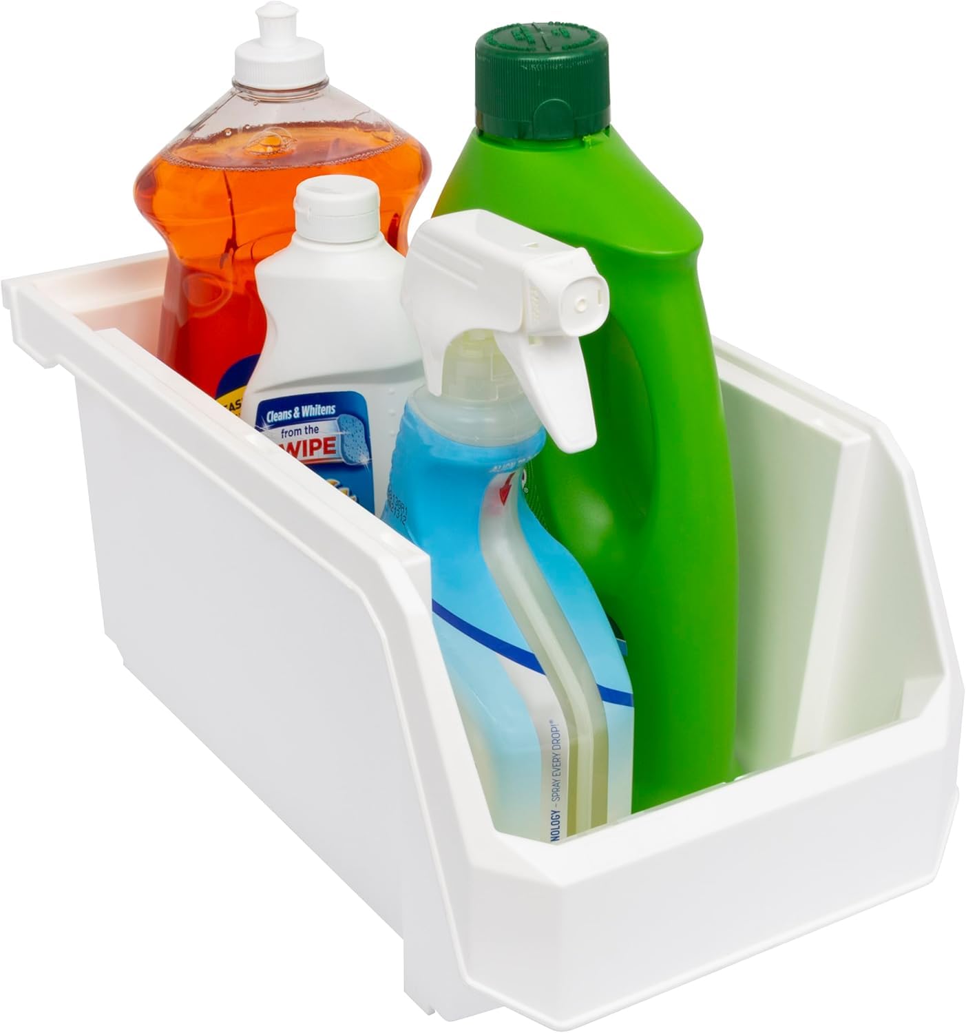ReadySpace Lot de 6 récipients en plastique pour organiser et ranger les placards, la cuisine, le bureau, les jouets ou le garde-manger, grand, blanc