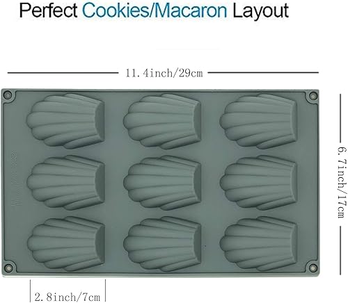 Miniatura 15 de Meajore Madeleine - Molde de silicona para hacer galletas Madeline, molde antiadherente para hornear con 9 cavidades, para hacer galletas Madeleine