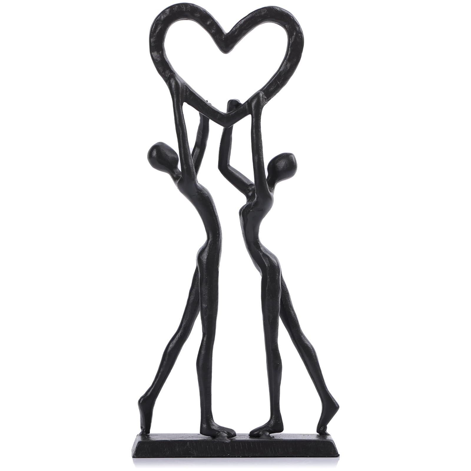 LCCCK Escultura de pareja de primer aniversario de hierro para él, hierro para ella, romántica figura de hierro para decoración del hogar para estantes, regalo ideal de compromiso, matrimonio, San