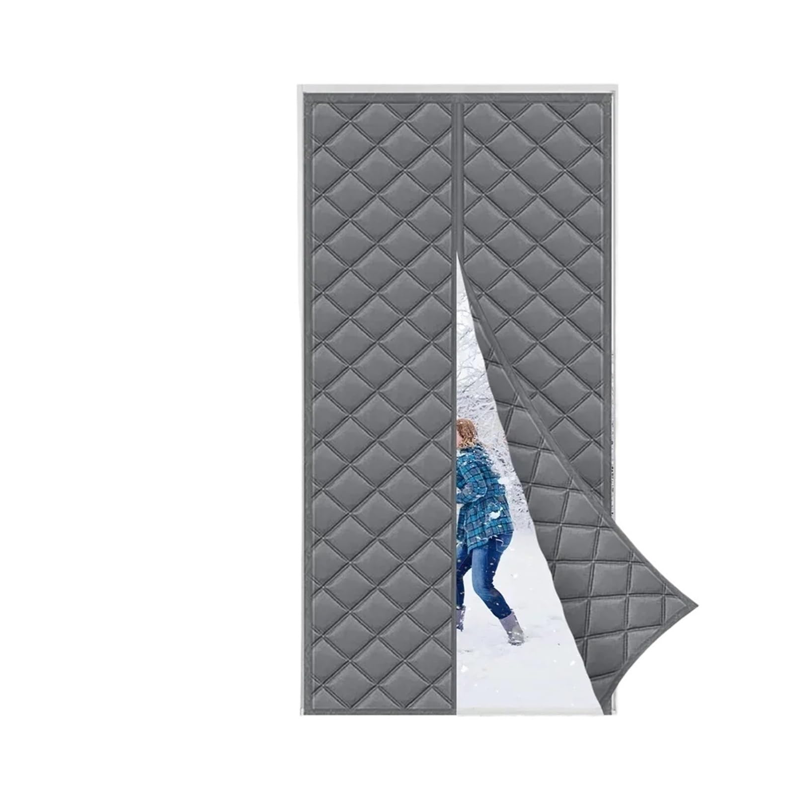 Tenda per porta invernale Tenda for porta in cotone invernale addensato caldo e resistente al freddo Isolamento termico magnetico acustico for antivento 1,5 cm(Grey,95X205CM)