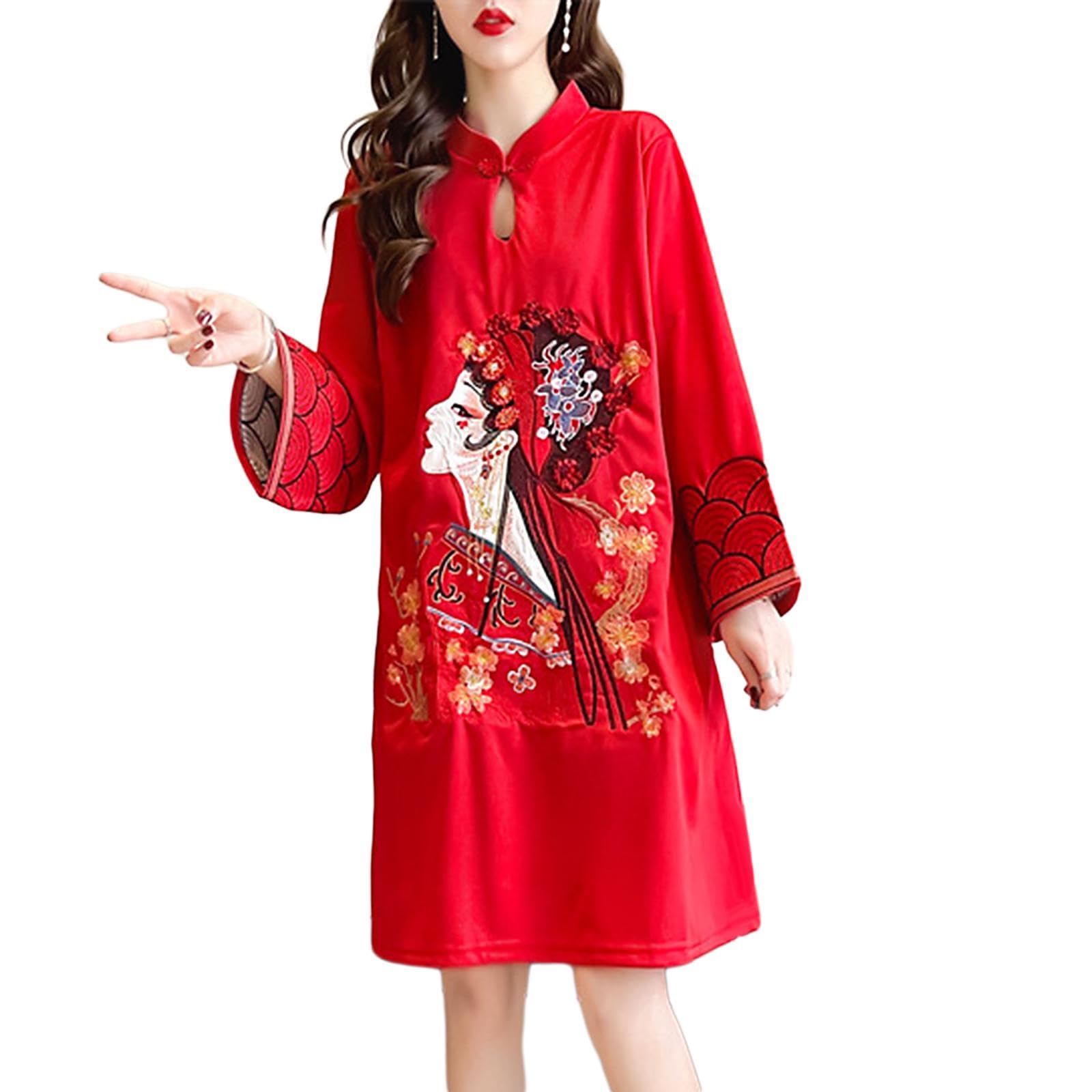 calandis CALANDIS™ Lady Qipao Dress Soft Women Improved Cheongsam Travel Wedding XL Red | Dresses | Womens Clothing-picture-44