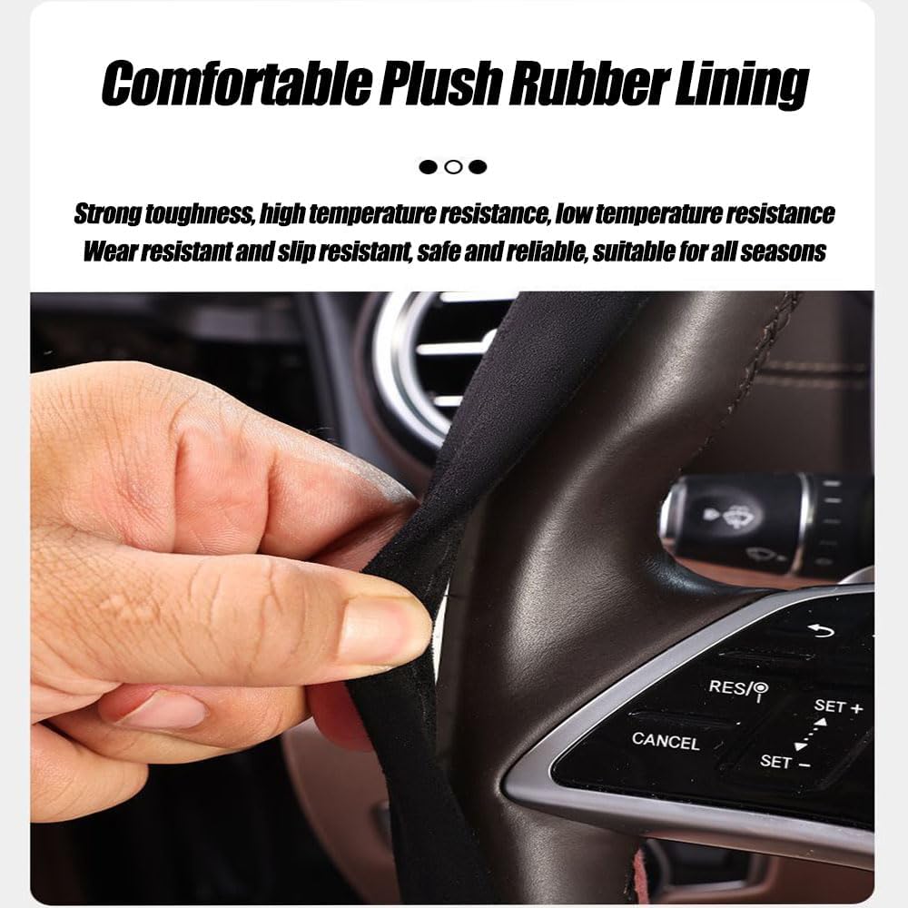 Car Steering Wheel Cover Suede Anti-Slip Vehicle Protection Guard with Rubber Inner Ring Waterproof Automotive Interior Protector Accessories (Orange)