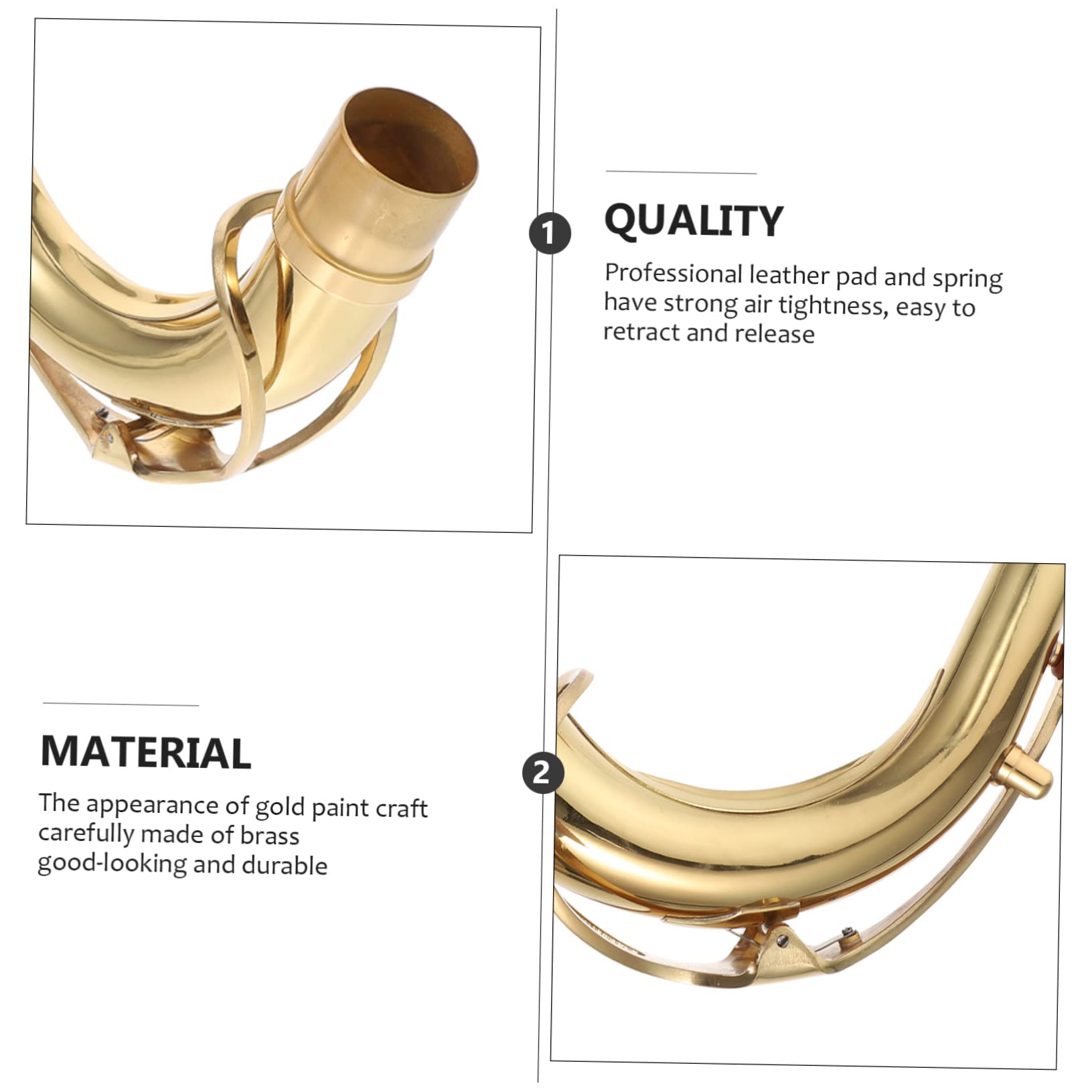 Parte per Sassofono in Ottone Oro, Gomito Curvo di Ricambio | Accessorio per Strumenti Musicali, Regolazione Facile, per Amatori e Professionisti