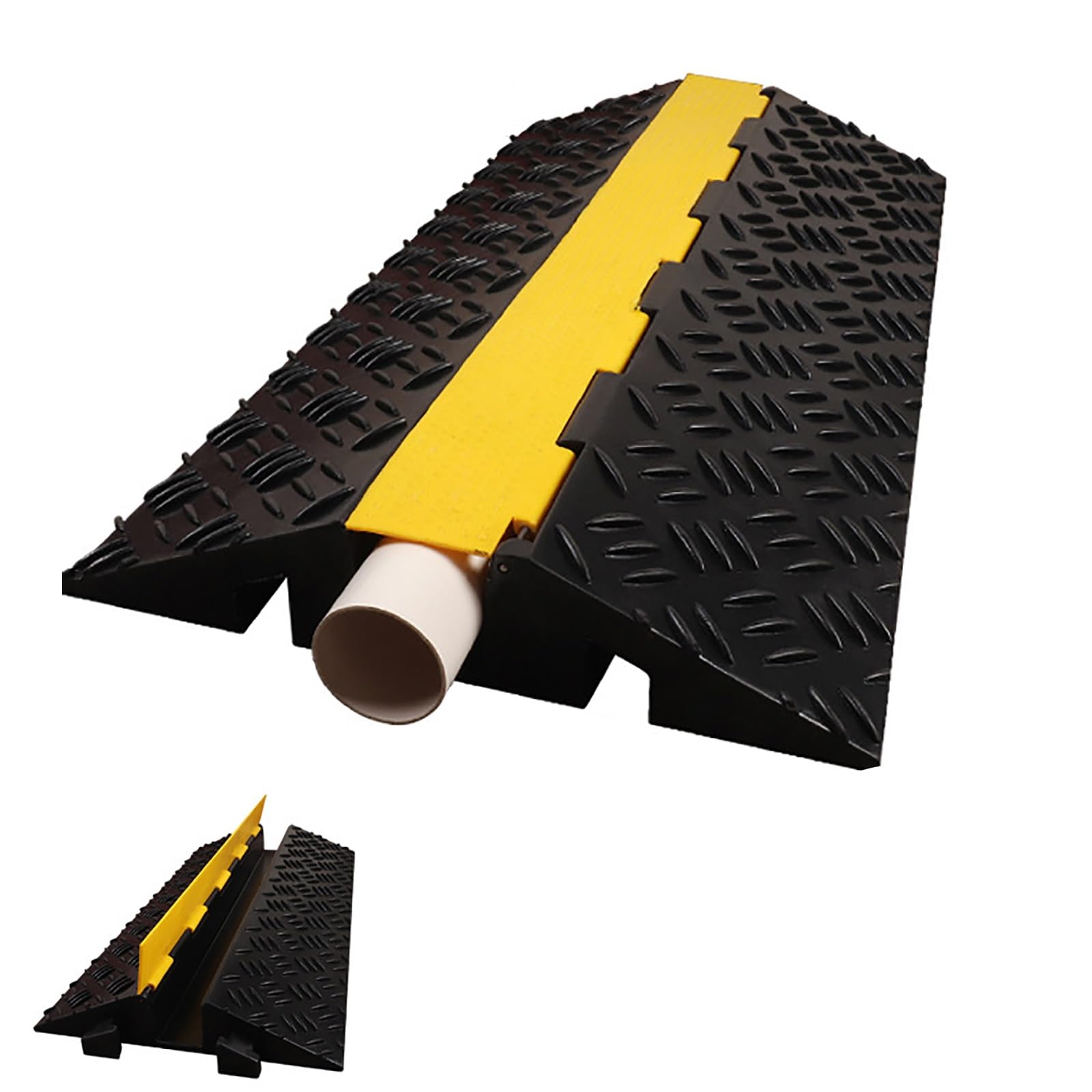 Pasacables de Suelo para Proteger Las Cables Protector de 1 Canal, Capacidad de Carga de 5000 Kg, con Cubierta Superior Abatible, para Uso en Interiores y Exteriores(100x58x12.5cm)