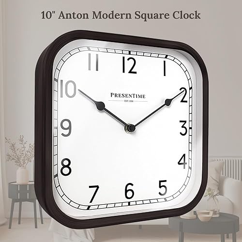 Miniatura 3 de Presentime & Co - Reloj cuadrado vintage Anton de 10 pulgadas, silencioso, sin ticks, pared y mantel 2 en 1, reloj de escritorio y estante,