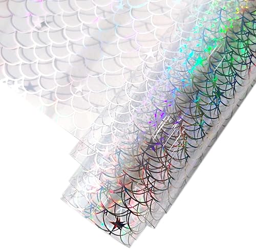 Miniatura 7 de HYANG - Hojas de piel sintética de vinilo holográfico transparente de cloruro de polivinilo con mariposas transparentes, 1 rollo de 12 x 53 pulgadas