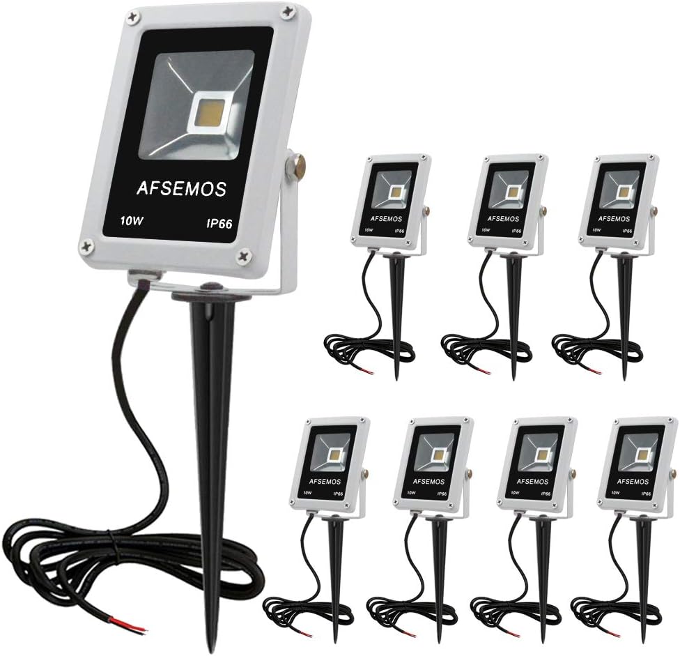 New Product AFSEMOS 10W LED Landscape Lights Low Voltage 12V Outdoor Garden Lighting,IP66 Waterproof Warm Light for Lawn,Driveway Lights(8 Pack)