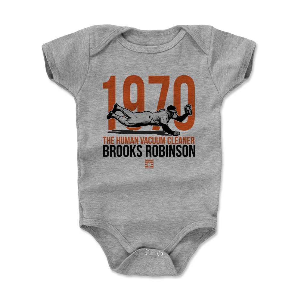 500 LEVEL Brooks Robinson Baby Infant One Piece Bodysuit (6M, Heather Gray) - Brooks Robinson Catch O