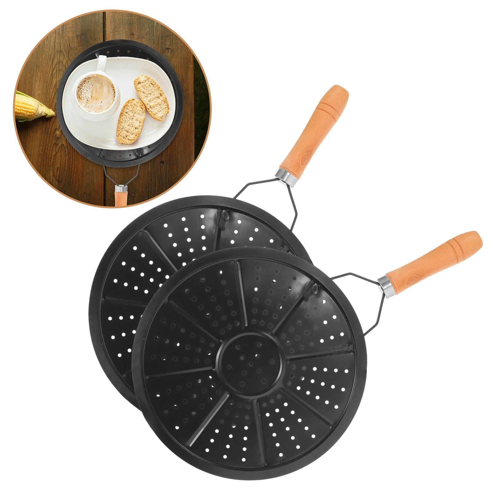 Sottopentola Termico 22cm Manico in Legno e Ferro, 2 Pezzi