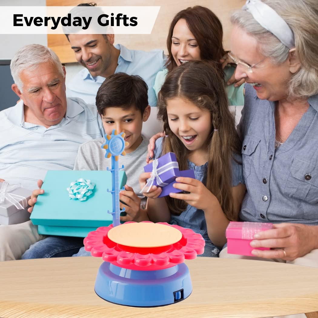 Fanspack Kit de rueda de cerámica para niños: DIY eléctrico interactivo plástico cerámica estudio aire seco esculpiendo arcilla Set
