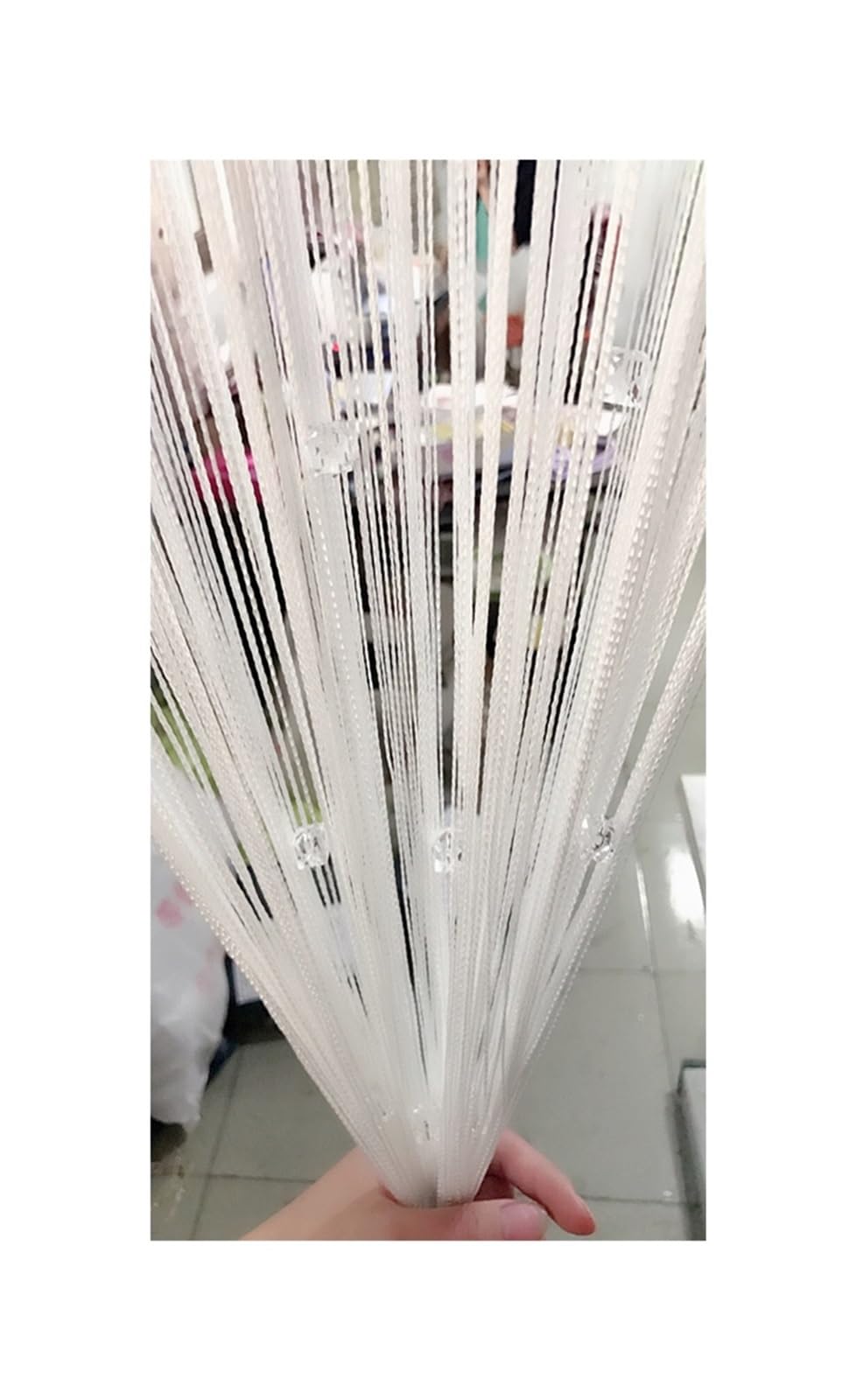 FonHNDG Bead curtains for doors 300x260cm Beaded Curtain String Beads Door Curtains Thread Window Wall Panel Room Divider Doorway Home Living Wedding Decor(White)