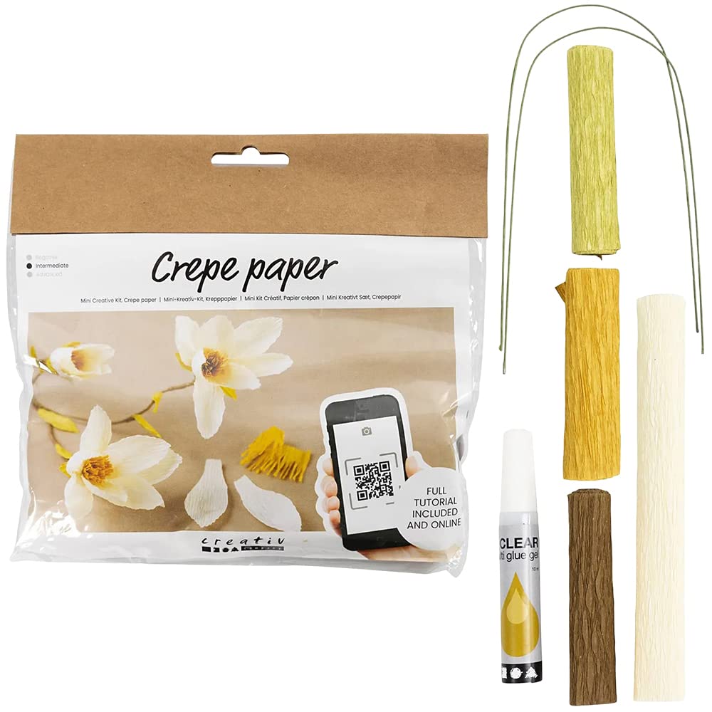 Crafty Capers Crepe Magnolia Stem Craft Kit | Paper Flower Making | Stem Of 3