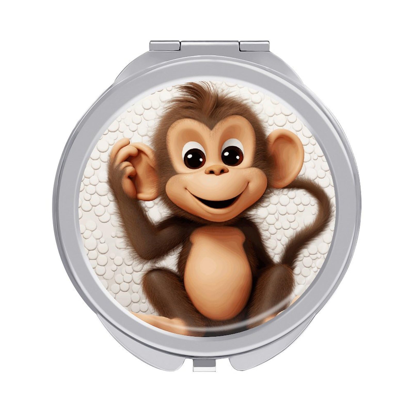 VstaDank Cute Monkey Travel Makeup Mirrors Exquisite Double-Sided 2X/1X Magnifying Folding Pocket Mirror Portable Round Handheld Mirror Mini Compact Mirrors for Outdoor Home