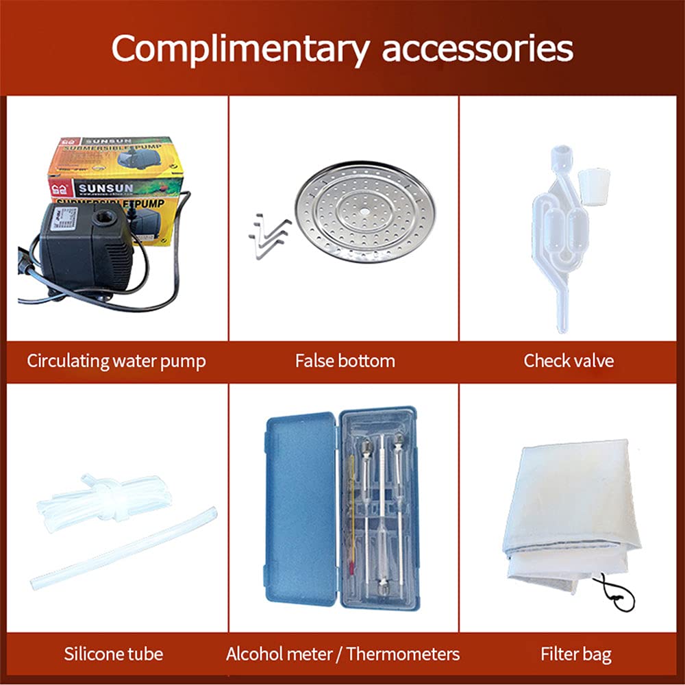 New 304 stainless steel water cup distiller Home brewing machine brandy vodka Brewing kit Fermentation barrel (33L)