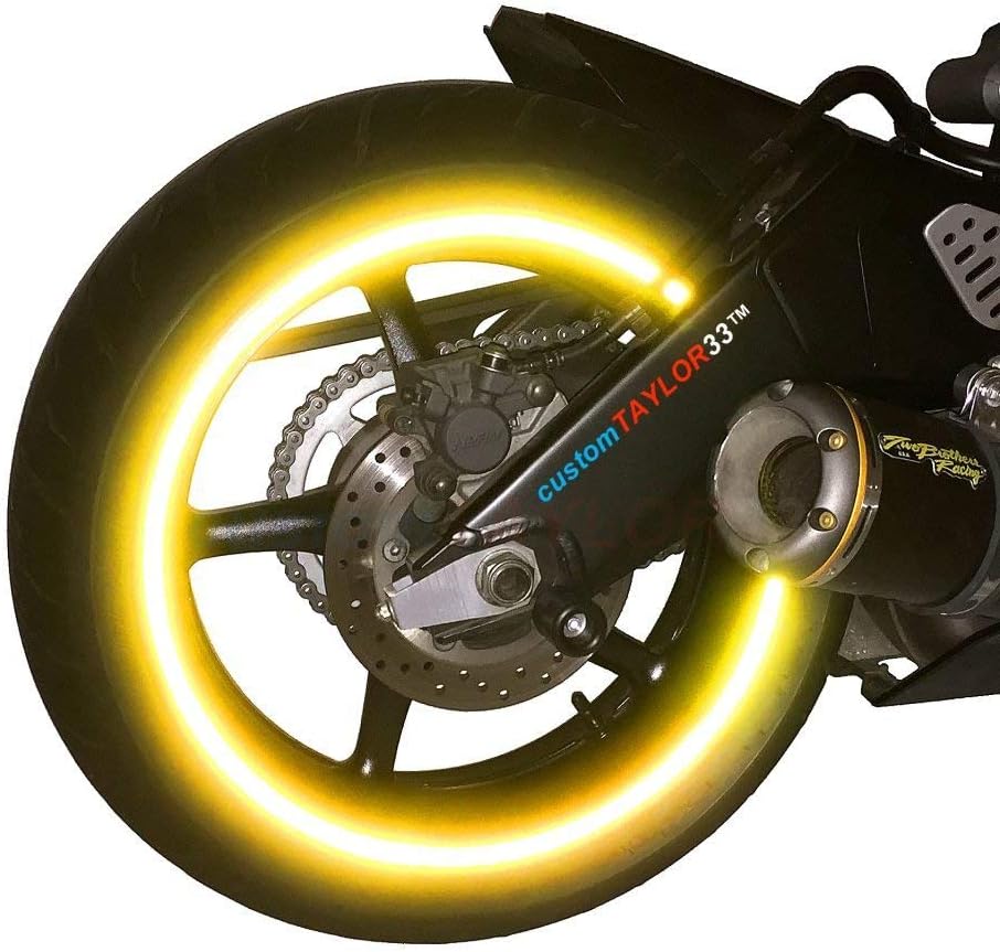 customTAYLOR33 (All Vehicles Yellow/Gold High Intensity Grade Reflective Copyrighted Safety Rim Tapes (Must Select Your Rim Size), 26" (TIRE Size, for Bicycles/E-Bikes)