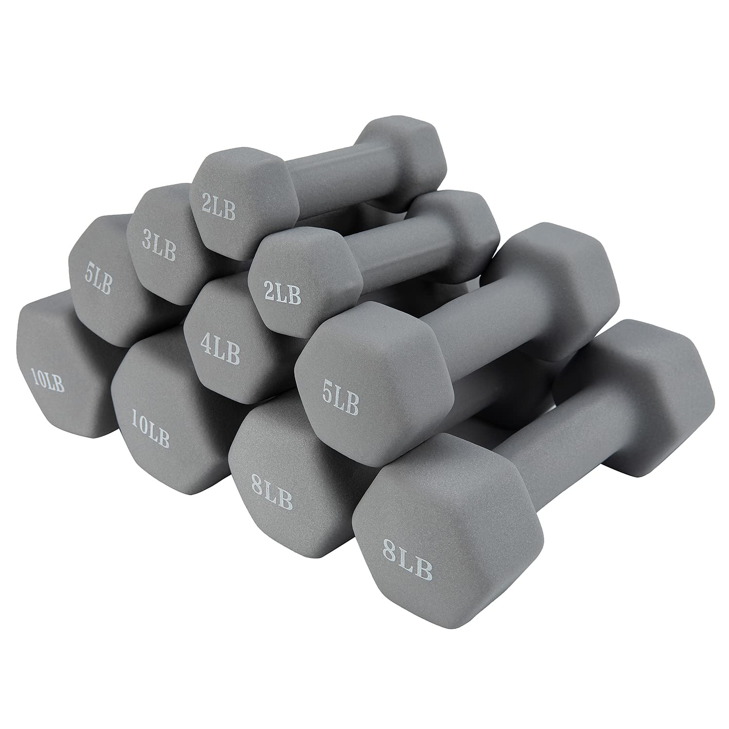 Saorzon Dumbbells Set of 2 Exercise Fitness Dumbbell for Home Gym Free Weights Hand Hex Dumb Bells Gray 4LB
