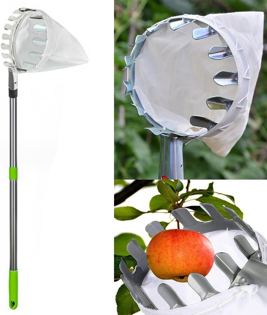 Long Reach Fruit Harvester with Bag Metal Fruit Pickers with Telescopic Handle