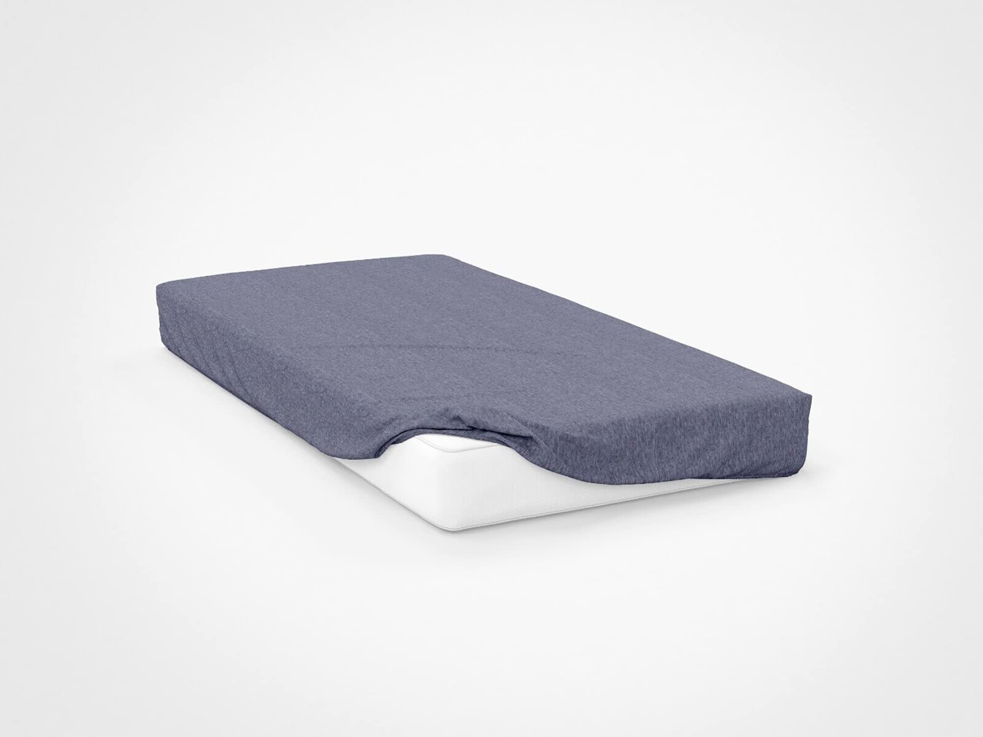 NightComfort 100% Jersey Cotton Knitted Cot Bed Fitted Sheet Mattress Cover, Blue Stripes, 120cm x 60cm (Cot/Travel Cot Size) โ image 1