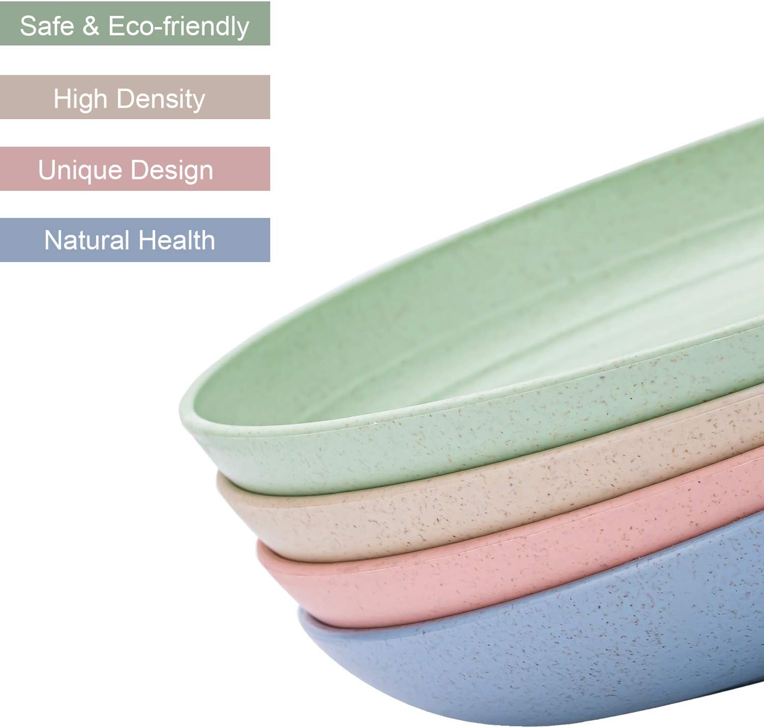 Aaskuu Unbreakable Lightweight Wheat Straw Plates, Reusable 9 Inch Plate Set for Kids Children Toddler Adult, Degradable Dinner Plates, BPA Free, Dishwasher & Microwave Safe,4 Pack